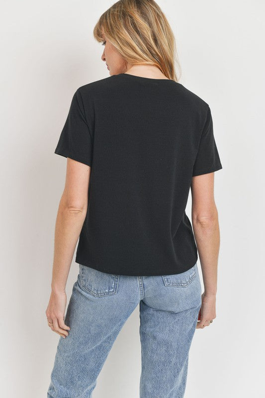 Loose Fit V Neck Short Sleeve