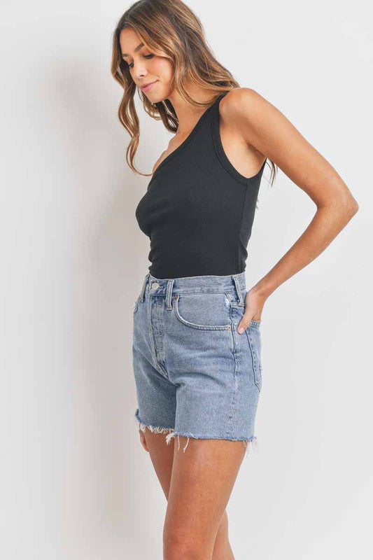 One Shoulder Rib Knit Top