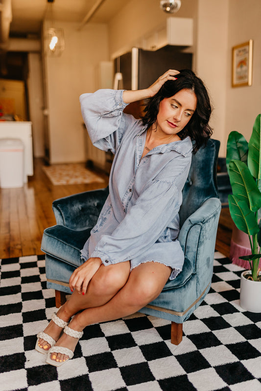 Loose Denim Longsleeve Mini Dress