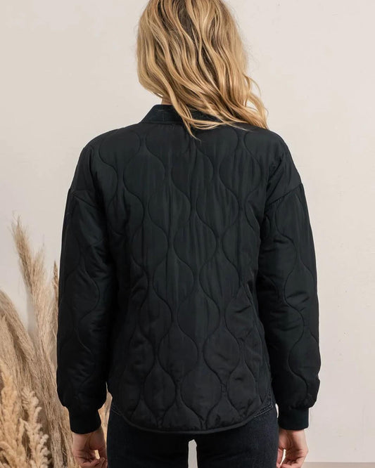 Quilted Zip Up Bomber Jacket